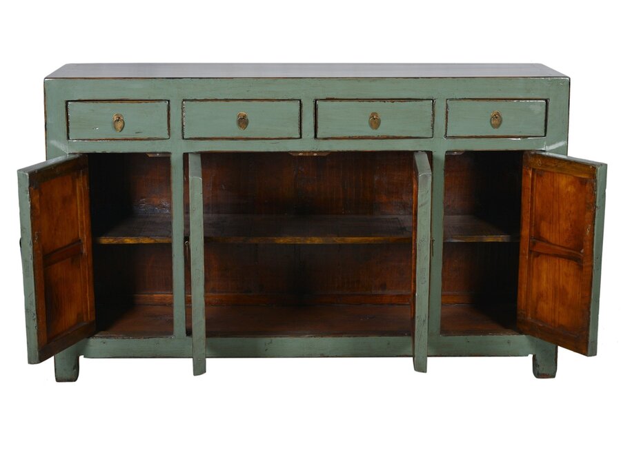 Buffet Chinois Ancien Menthe Haute Brillance L159xP40xH94cm