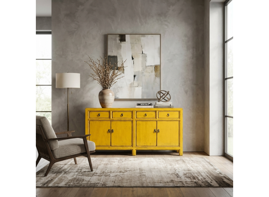 Antique Chinese Sideboard Yellow High Gloss W170xD42xH88cm