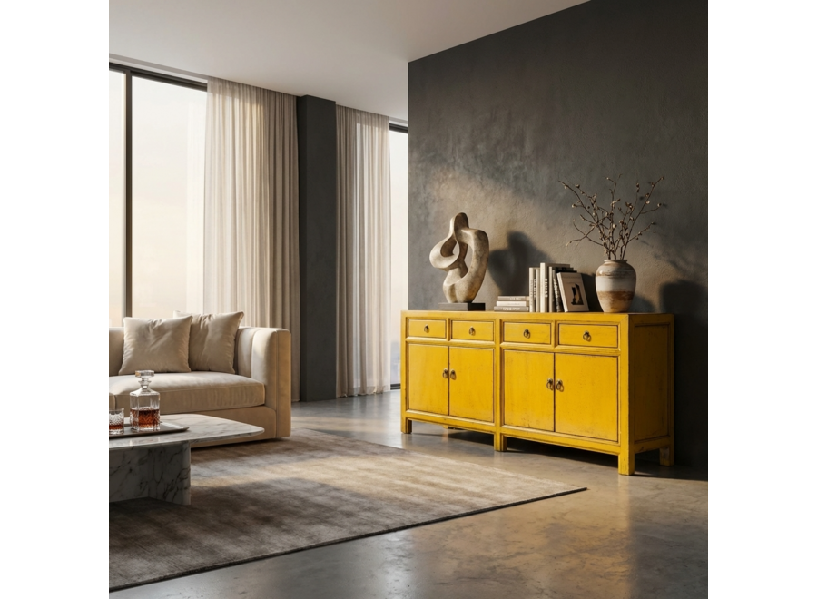 Antikes Chinesisches Sideboard Gelb Hochglanz B170xT42xH88cm