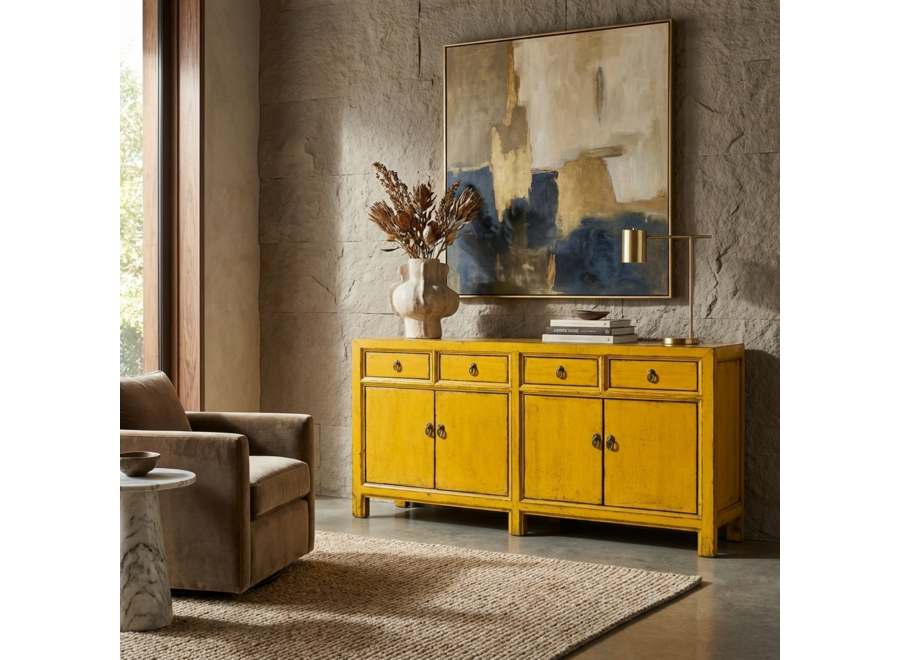 Credenza Cinese Antica Gialla Lucida L170xP42xA88cm