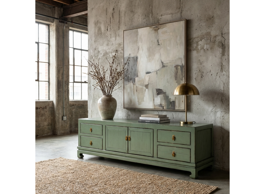 Mueble TV Oriental Menta Alto Brillo An180xP40xAl50cm