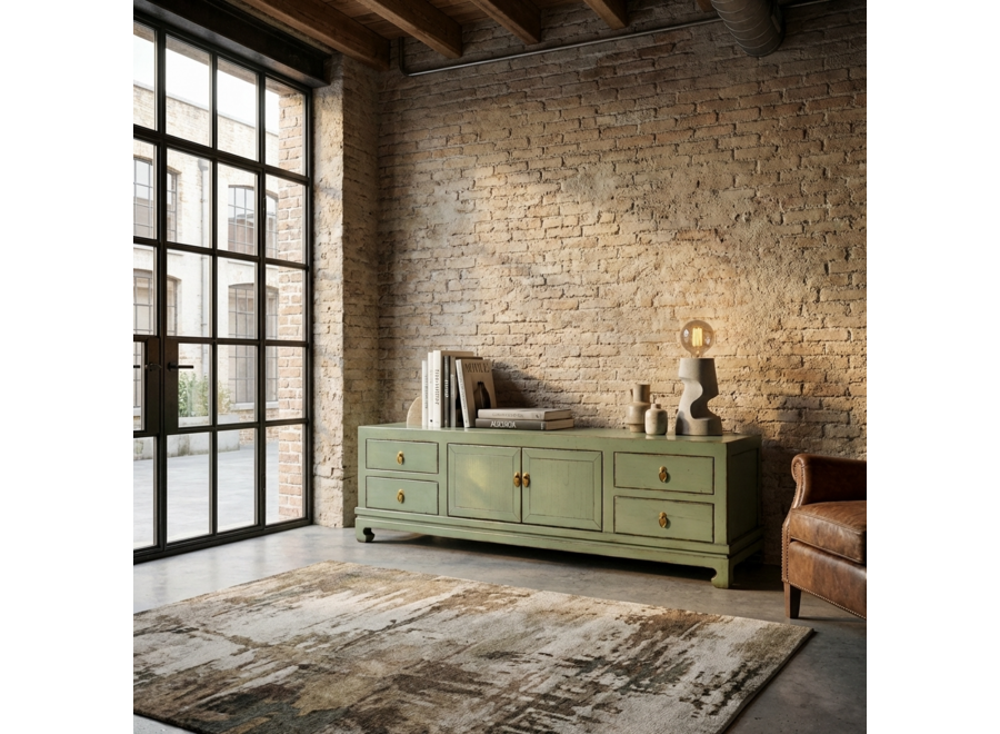 Mueble TV Oriental Menta Alto Brillo An180xP40xAl50cm