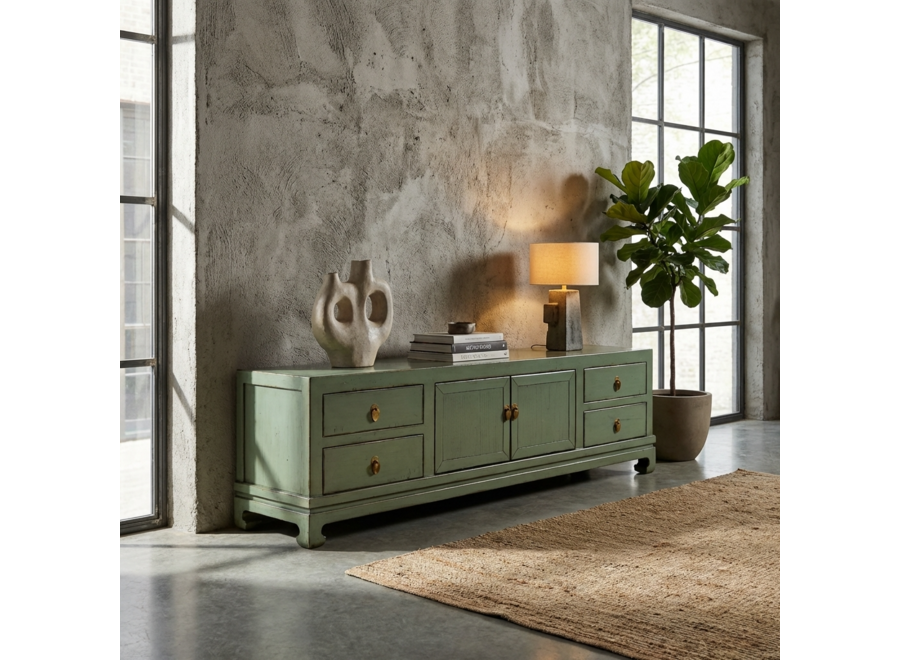 Mueble TV Oriental Menta Alto Brillo An180xP40xAl50cm