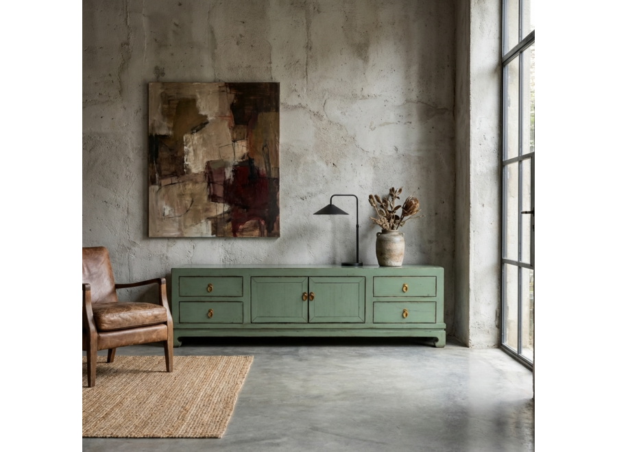 Mueble TV Oriental Menta Alto Brillo An180xP40xAl50cm