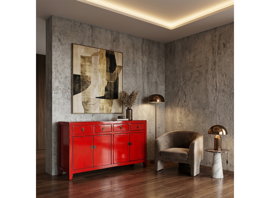 Antique Chinese Sideboard Red High Gloss W152xD40xH88cm