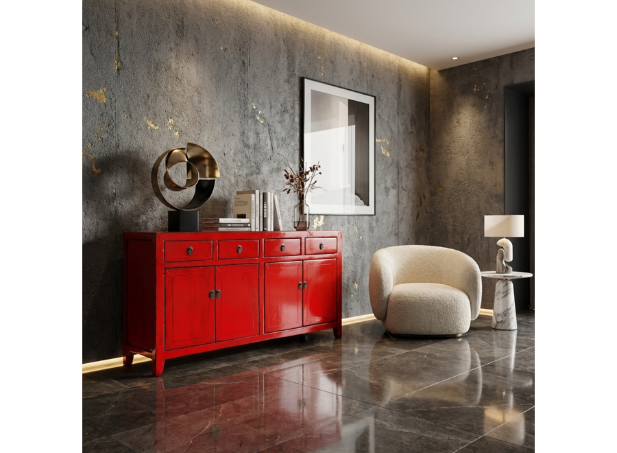 Antikes Chinesisches Sideboard Rot Hochglanz B152xT40xH88cm