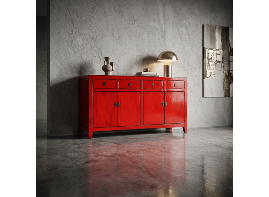Antique Chinese Sideboard Red High Gloss W152xD40xH88cm