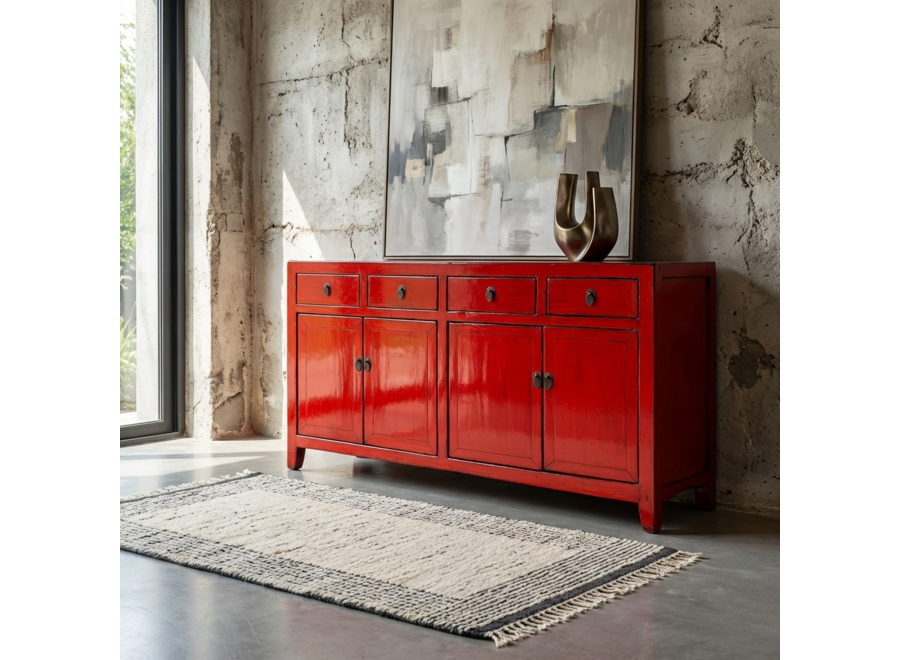 Antique Chinese Sideboard Red High Gloss W152xD40xH88cm