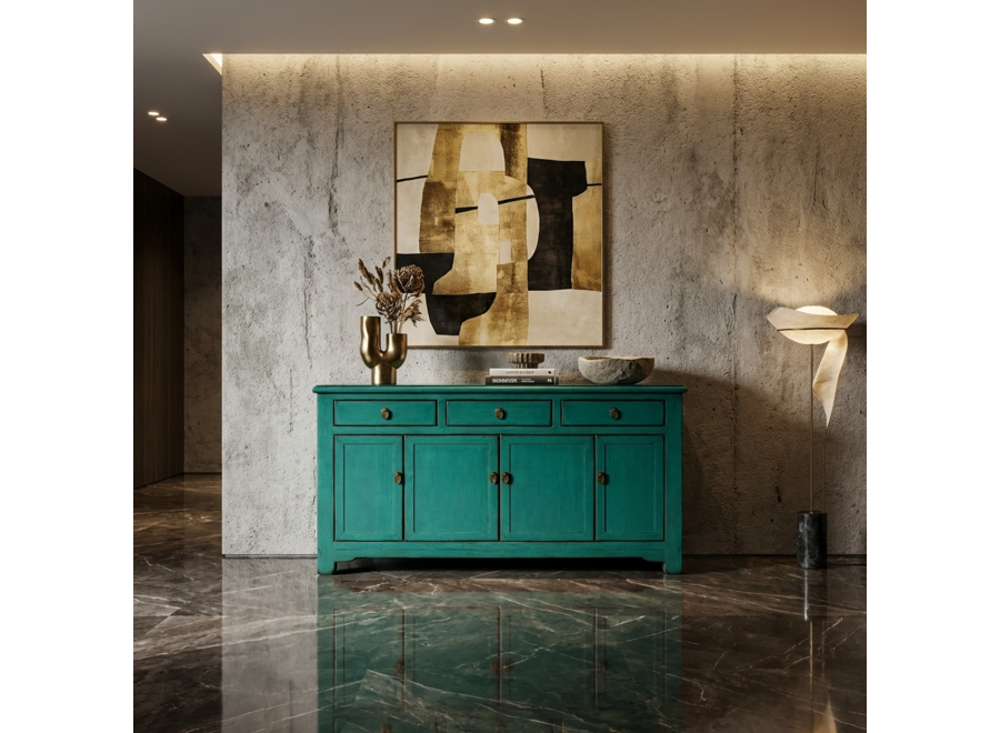 Credenza Cinese Antica Verde Acqua Lucida L154xP40xA90cm