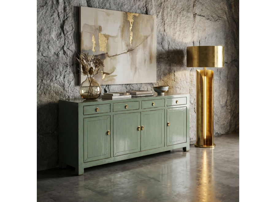 Buffet Chinois Ancien Menthe Haute Brillance L159xP40xH94cm
