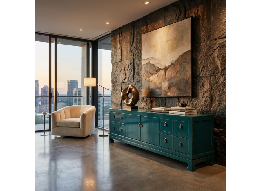 Meuble TV Chinois Sacrelle Haute Brillance L180xP40xH50cm