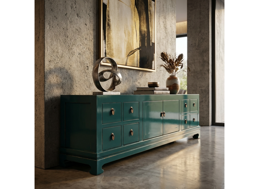 Chinese TV Cabinet Teal High Gloss W180xD40xH50cm