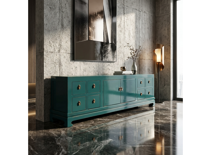 Mobile TV Cinese Verde Acqua Lucido L180xP40x50cm