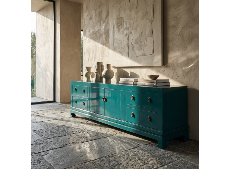 Chinese TV Cabinet Teal High Gloss W180xD40xH50cm