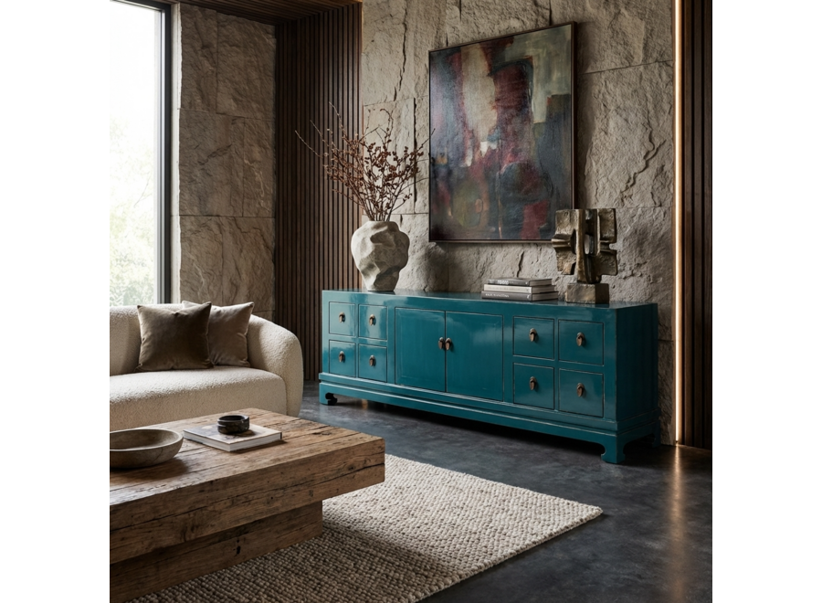 Chinese TV Cabinet Teal High Gloss W180xD40xH50cm