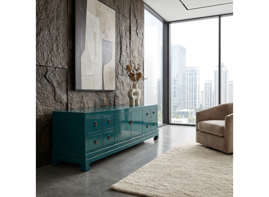 Chinese TV Cabinet Teal High Gloss W180xD40xH50cm