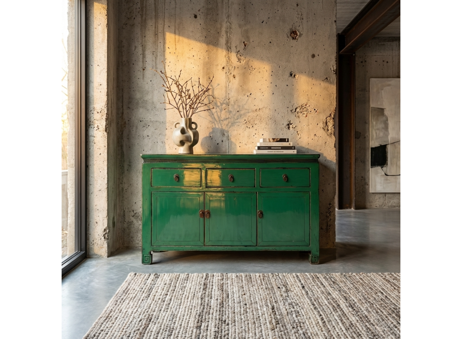 Antikes Chinesisches Sideboard Aquagrün Hochglanz B143xT42xH85cm