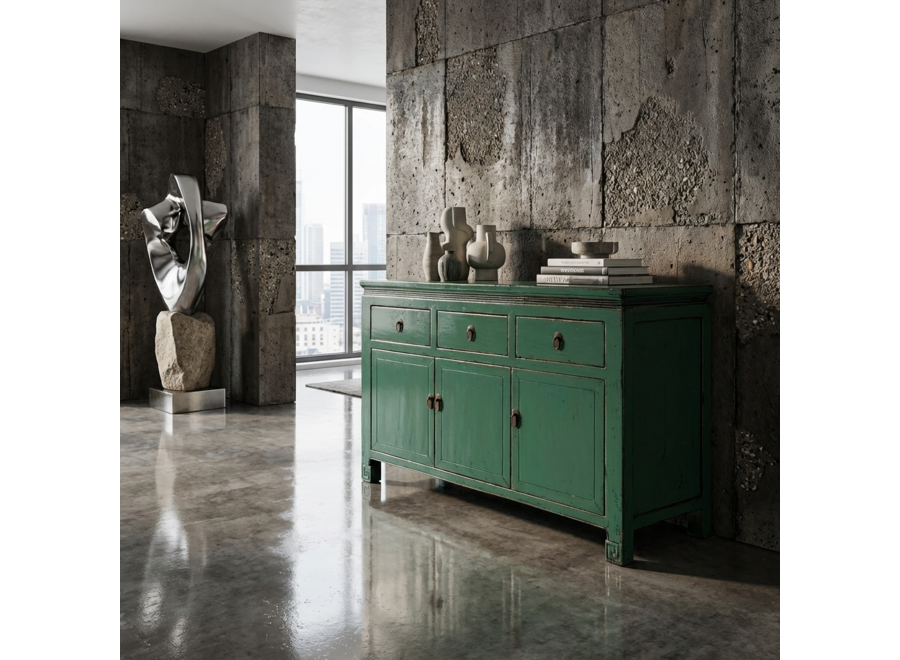 Antique Chinese Sideboard Aqua Green High Gloss W143xD42xH85cm