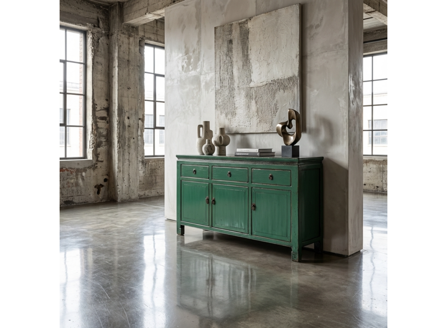 Buffet Chinois Ancien Vert d'eau Haute Brillance L143xP42xH85cm