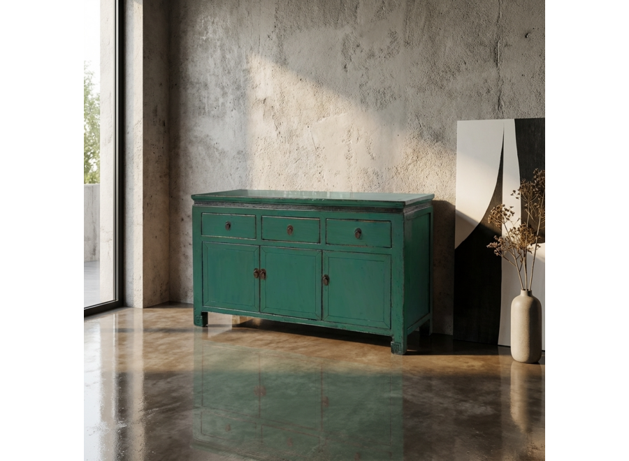 Antikes Chinesisches Sideboard Aquagrün Hochglanz B143xT42xH85cm
