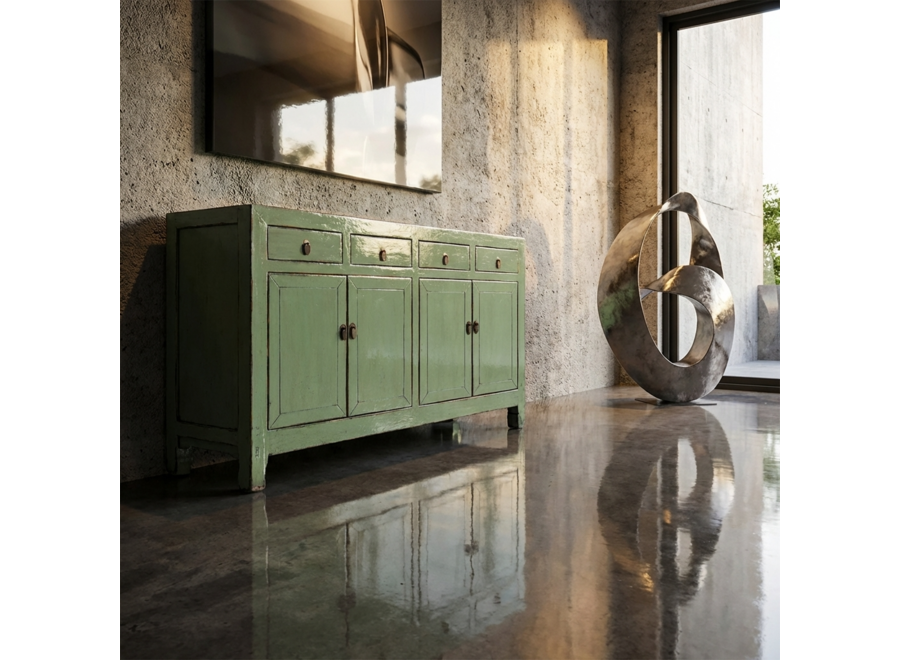 Buffet Chinois Ancien Menthe Haute Brillance L157xP40xH90cm