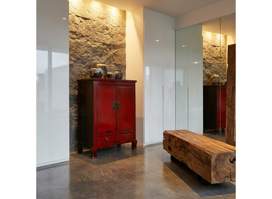 Armario Chino Antiguo Rojo Alto Brillo An84xP43xAlt114cm