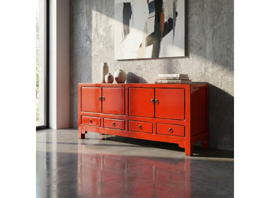 Mobile TV Cinese Antico Rosso Lucido L151xP39x54cm