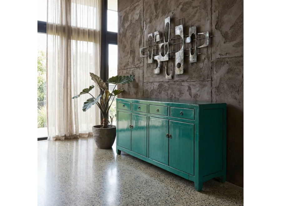 Credenza Cinese Antica Verde Acqua Lucida L154xP39xA89cm