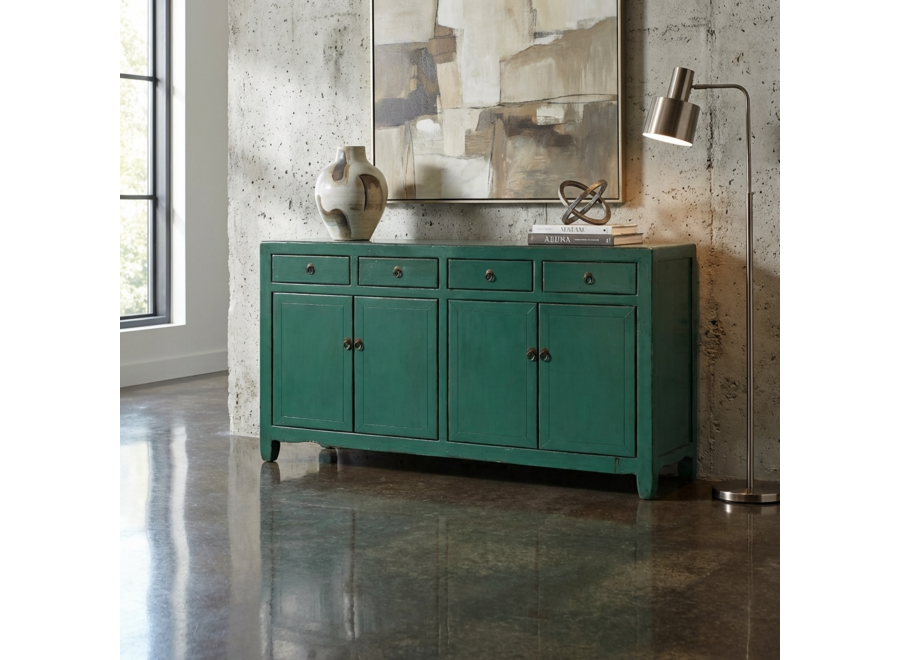 Credenza Cinese Antica Verde Acqua Lucida L154xP39xA89cm