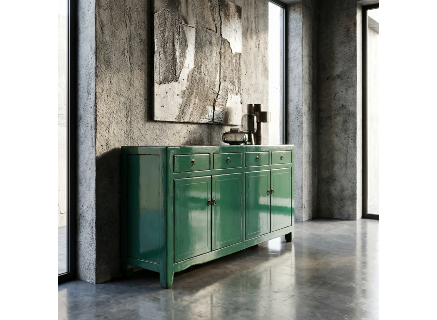 Antique Chinese Sideboard Aqua Green High Gloss W154xD39xH89cm