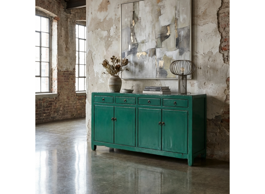 Antique Chinese Sideboard Aqua Green High Gloss W154xD39xH89cm