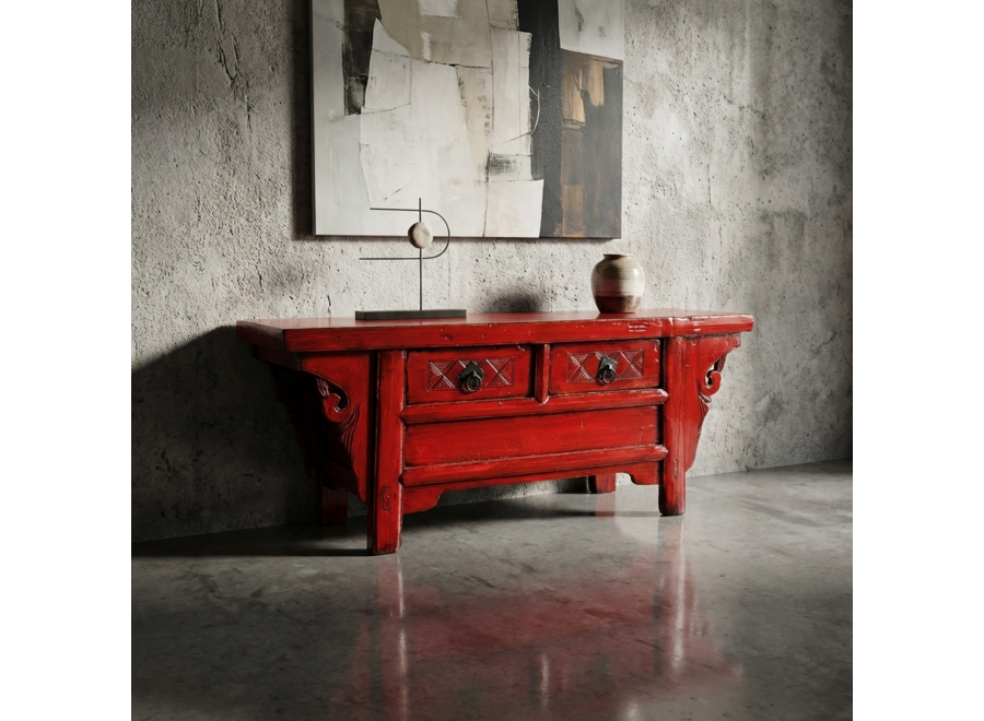 Armadio Cinese Antico Rosso Lucido L107xP40xA43cm