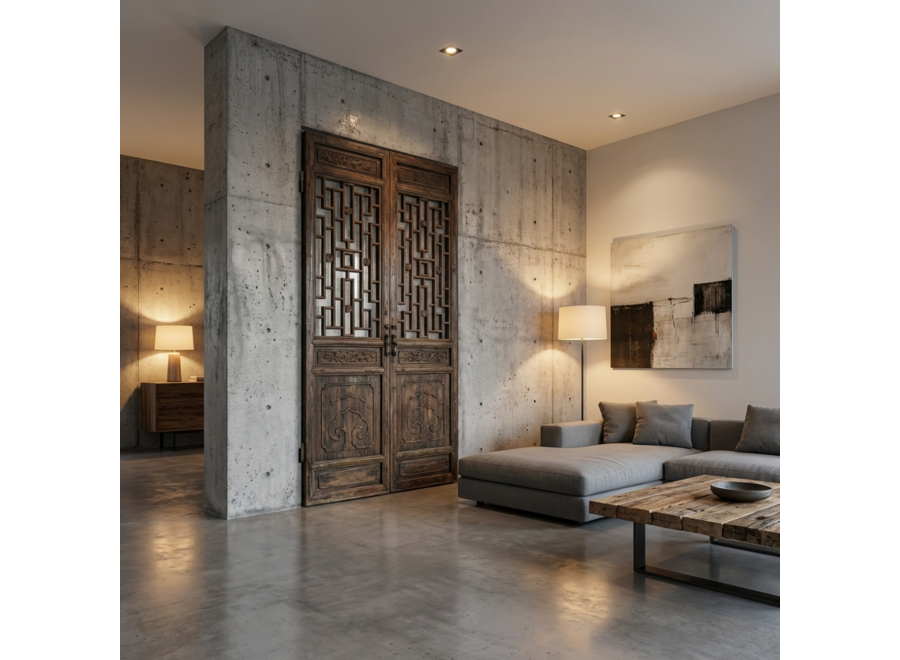 Antique Chinese Wooden Panel Set/2 B125xH257cm