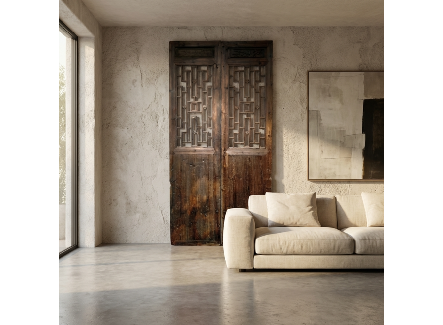 Antique Chinese Wooden Panel Set/2 B125xH257cm