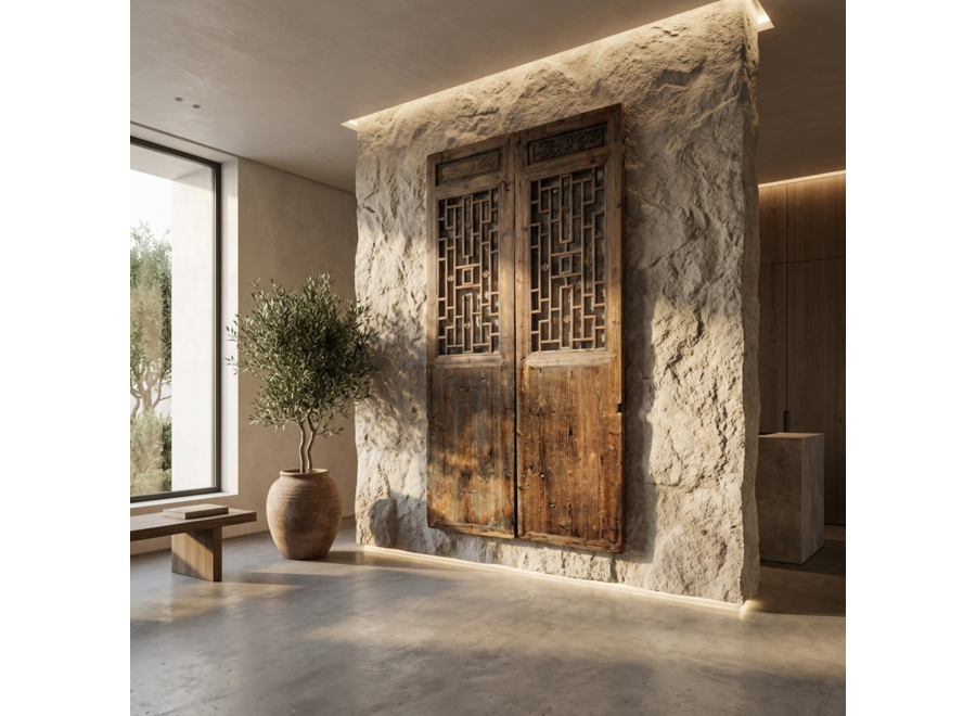 Antique Chinese Wooden Panel Set/2 B125xH257cm