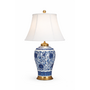 Chinese Table Lamp Classic Lotus Blue Porcelain D38xH65cm