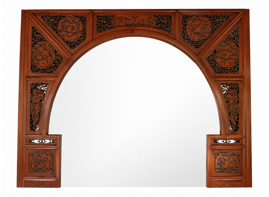 Antique Chinese Ornate wooden Archway Handcarved 3-piece W195xH153cm