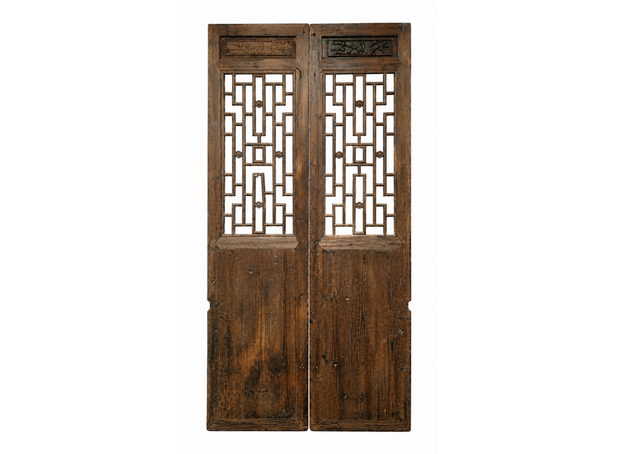 Antique Chinese Wooden Panel Set/2 B125xH257cm