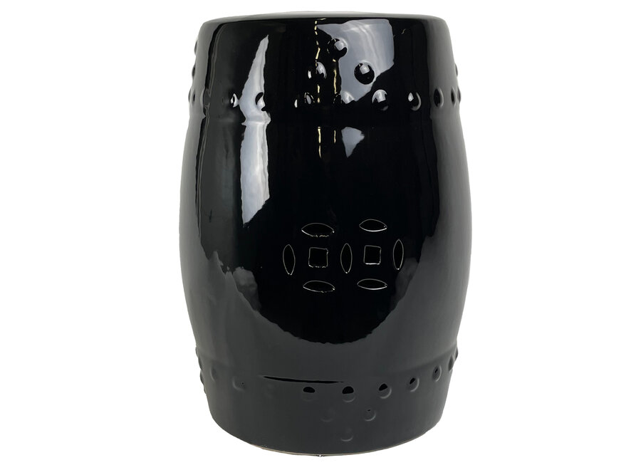 Ceramic Garden Stool D33xH46cm Porcelain Handmade Onyx Black