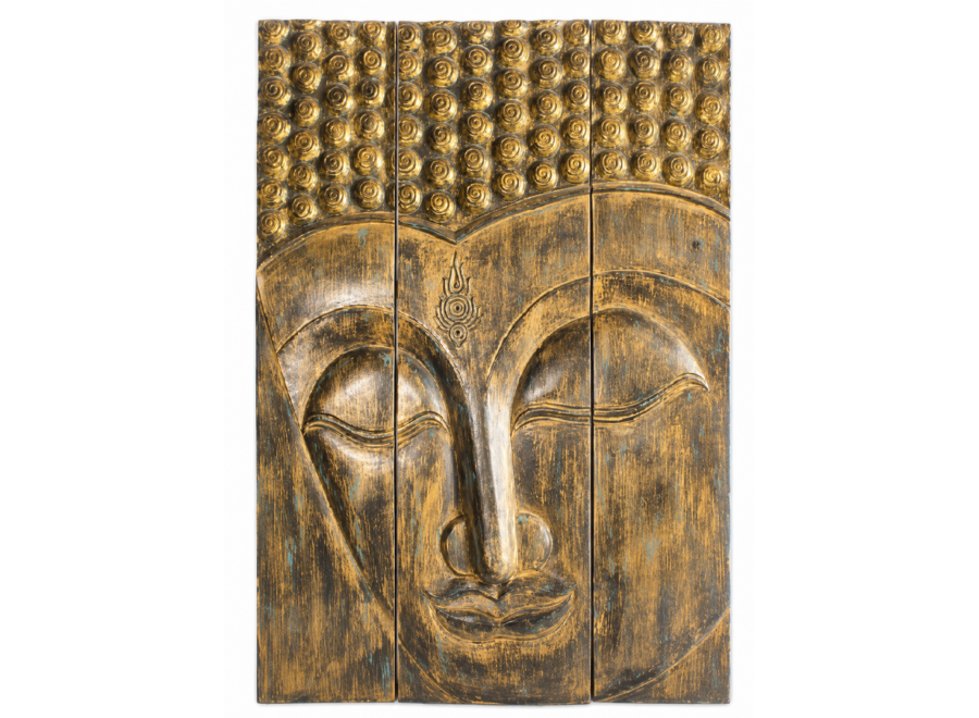 Panel de Buda Tailandés Hecho a Mano Con Tronco de Árbol Macizo L90xH140cm