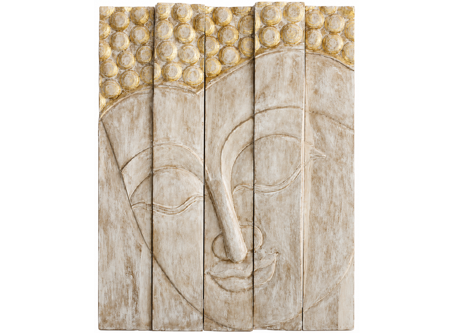 Thai Buddha Panel Handgefertigt Aus Massivem Baumstamm L150xH200cm