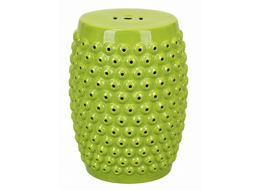 Ceramic Garden Stool Green Dots Handmade D33xH46cm