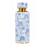Chinese Vase Porcelain Blue White with Gold Accent Handmade D14xH40cm