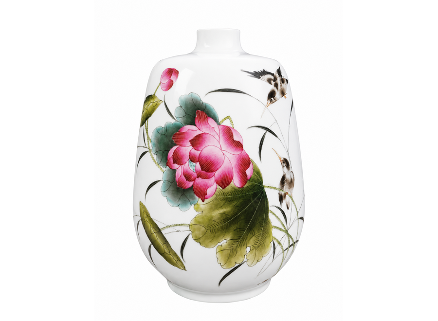 Chinese Vase Porcelain Lotus D20xH30cm