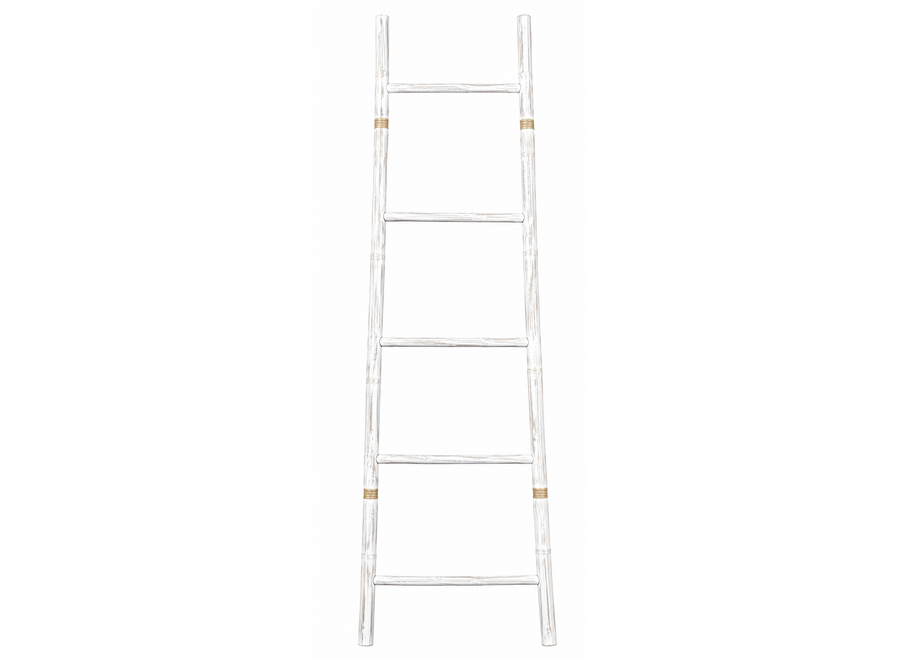 Escalera de Bambú Blanca de 45x150 cm Hecha a Mano en Tailandia