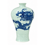 Chinese Vase Porcelain Handpained Dragon Blue White 3D D25xH35cm