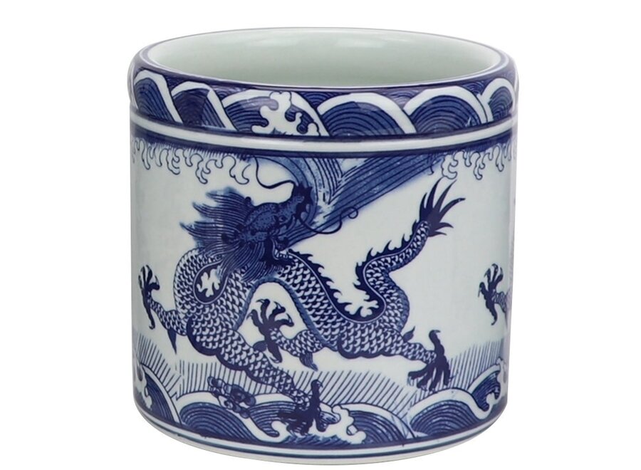 Chinese Pot Dragon Blue White D20xH19cm
