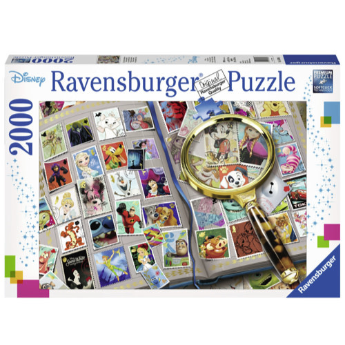 materiaal De andere dag zakdoek Ravensburger Puzzel 2000 stukjes: Disney Postzegels - Magical Gifts