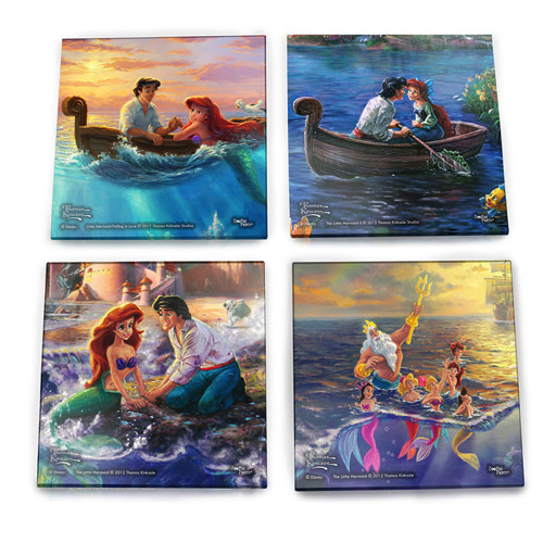 4 Glazen onderzetters: Little Mermaid