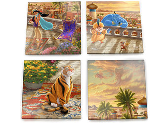 4 Glazen onderzetters: Jasmine - Dancing in the Desert Sunset